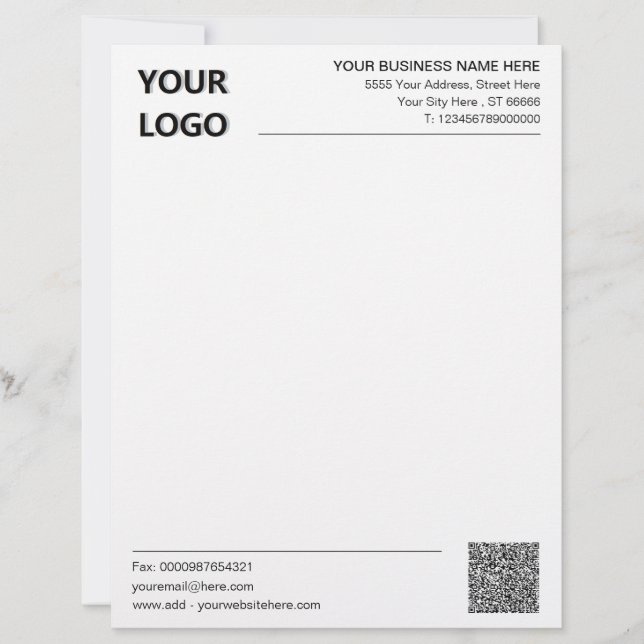 Personalised Your Letterhead with QR Code and Logo (Front)