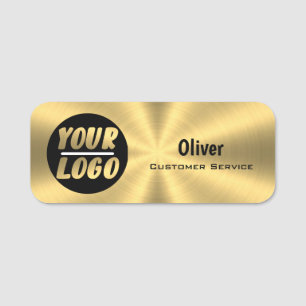 Personalised Your Logo Radial Metallic gold modern Name Tag