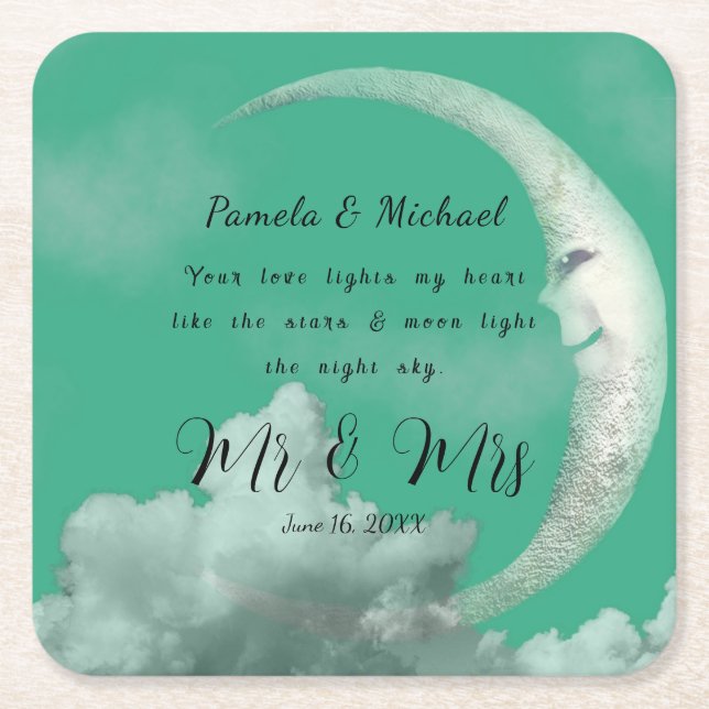 Personalised Your Love Lights MY Heart Square Paper Coaster (Front)