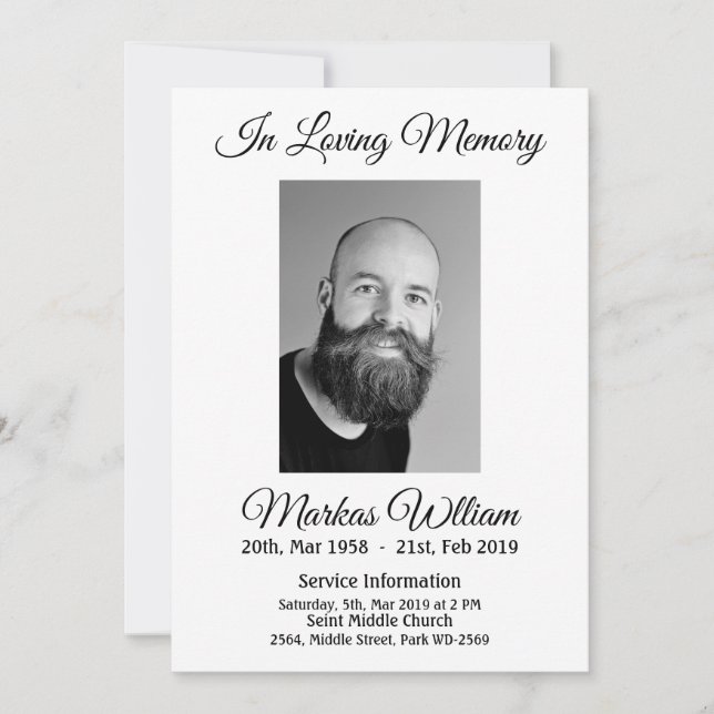 Personalised Your Memorial Invitation (Front)