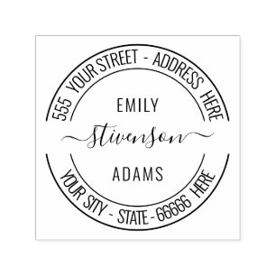 Personalised Your Name Address Modern Font Stamp