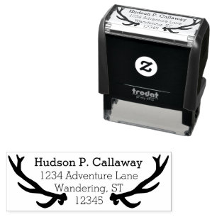 Personalised Your Name and Address Antlers Self-inking Stamp