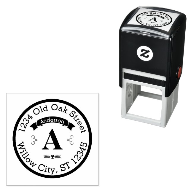 Personalised Your Name and Address Monogram Self-inking Stamp (In Situ)