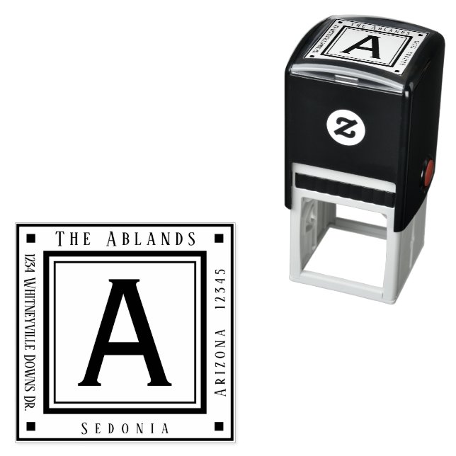 Personalised Your Name and Address Square Self-inking Stamp (In Situ)