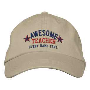 Personalised Your Name Awesome Teacher Embroidery Embroidered Hat