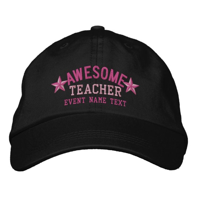 Personalised Your Name Awesome Teacher Embroidery Embroidered Hat (Front)