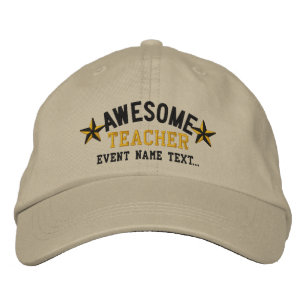 Personalised Your Name Awesome Teacher Embroidery Embroidered Hat