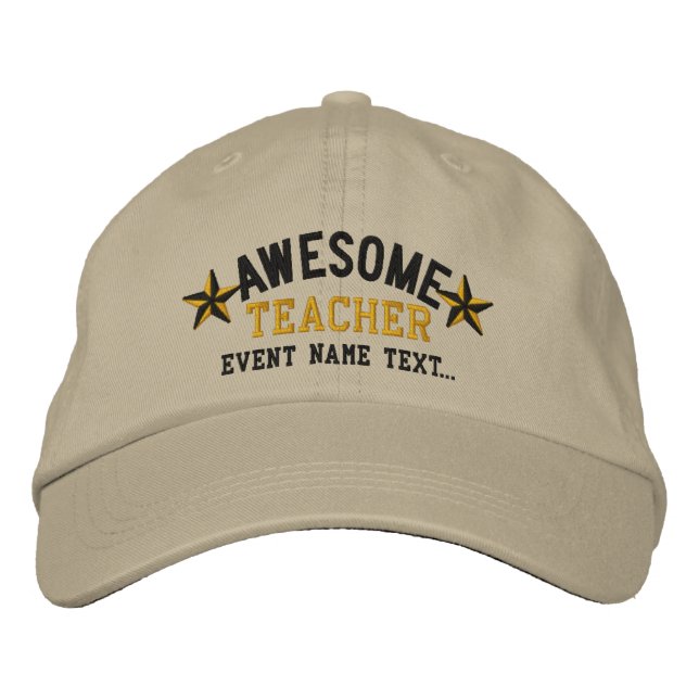 Personalised Your Name Awesome Teacher Embroidery Embroidered Hat (Front)
