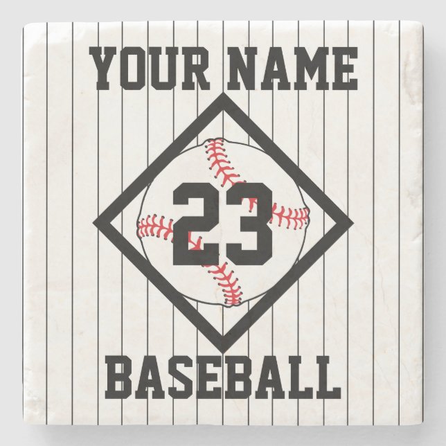 Personalised YOUR NAME Baseball Stone Coaster (Front)