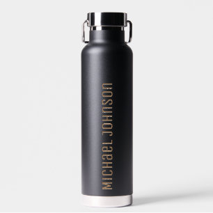 Personalised Your Name Black Gold Water Bottle