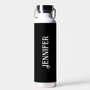 Personalised Your name Black Script Wedding Water Bottle