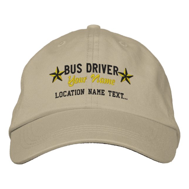Personalised Your Name Bus Driver Stars Embroidery Embroidered Hat (Front)