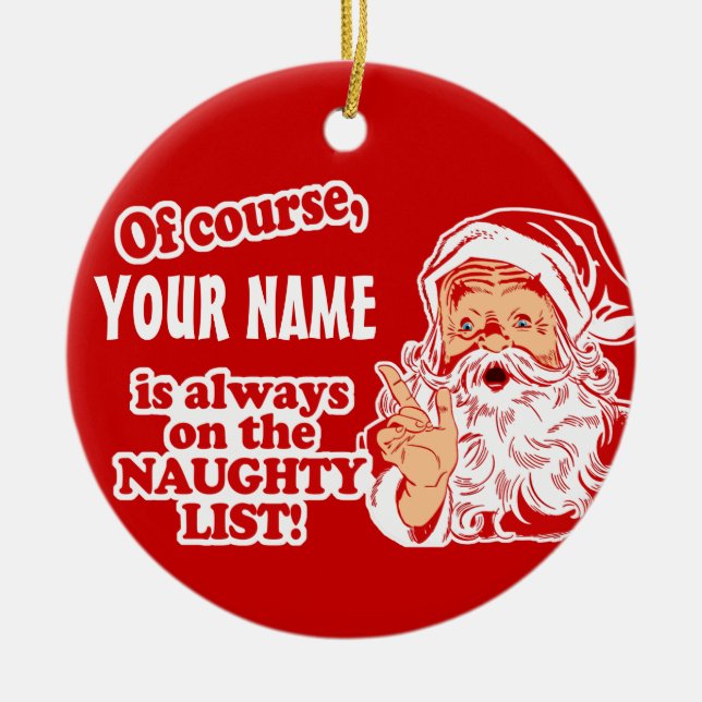 Personalised YOUR NAME Christmas Ceramic Tree Decoration (Front)