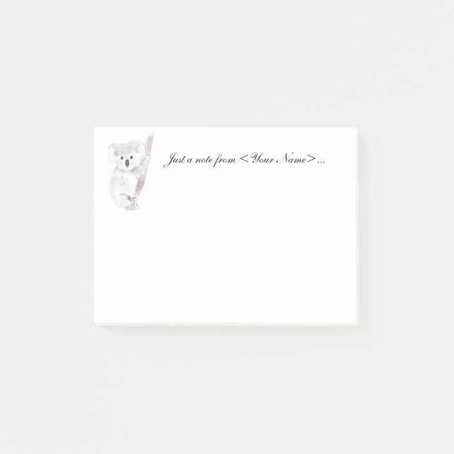 Personalised Your Name Cute Watercolor Koala Post-it Notes (Front)
