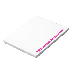 Personalised Your Name Deep Pink and White Notepad