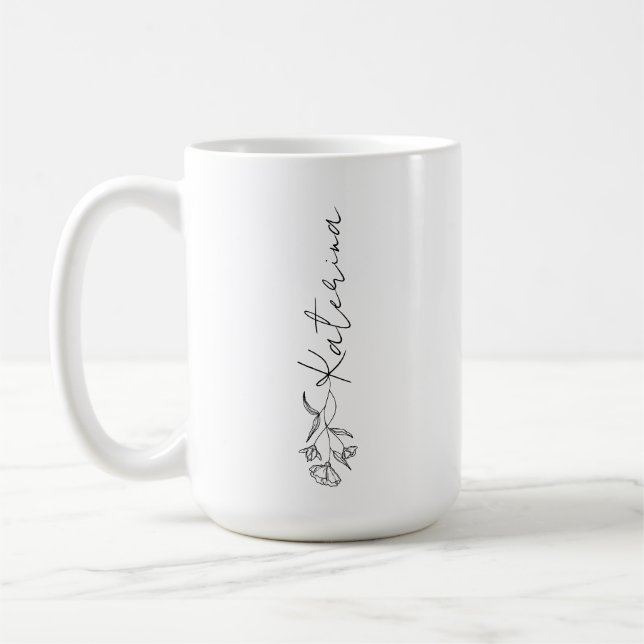 Personalised Your Name Floral  Coffee Mug (Left)