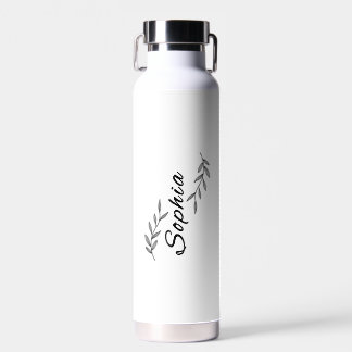 Personalised Your Name Floral Water Bottle