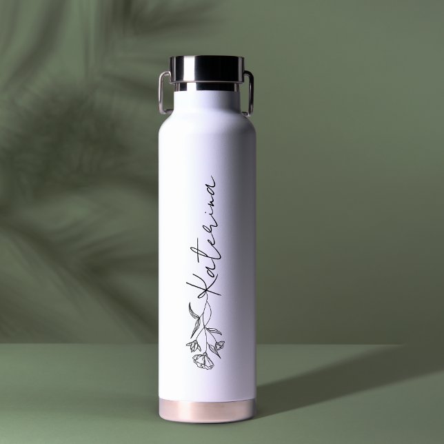 Personalised Your Name Floral Water Bottle (Creator Uploaded)