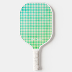 Personalised Your Name Ken Green Gingham Pickleball Paddle