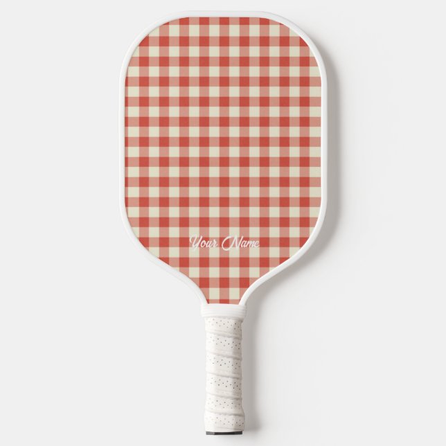 Personalised Your Name Ken Red Gingham Pickleball Paddle (Front)