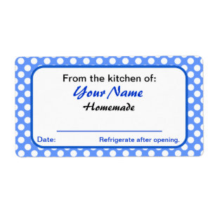 Personalised Your Name Kitchen Labels Blue Dots