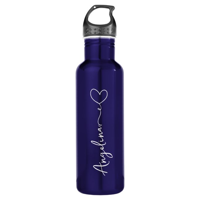 Personalised Your Name Script Blue Wedding 710 Ml Water Bottle (Front)