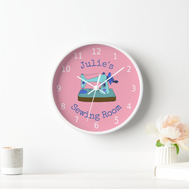 Personalised your name, sewing room wall clock (Home)
