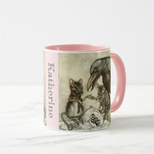 Personalised Your Name Vintage Crow Mice Rackham Mug