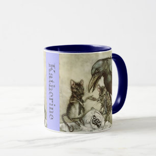 Personalised Your Name Vintage Crow Mice Rackham Mug