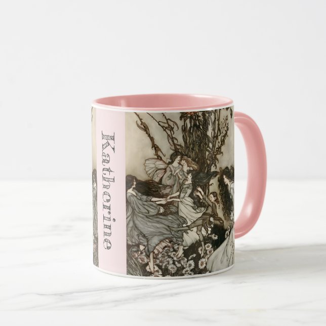 Personalised Your Name Vintage Fairies Rackham Mug (Front Right)