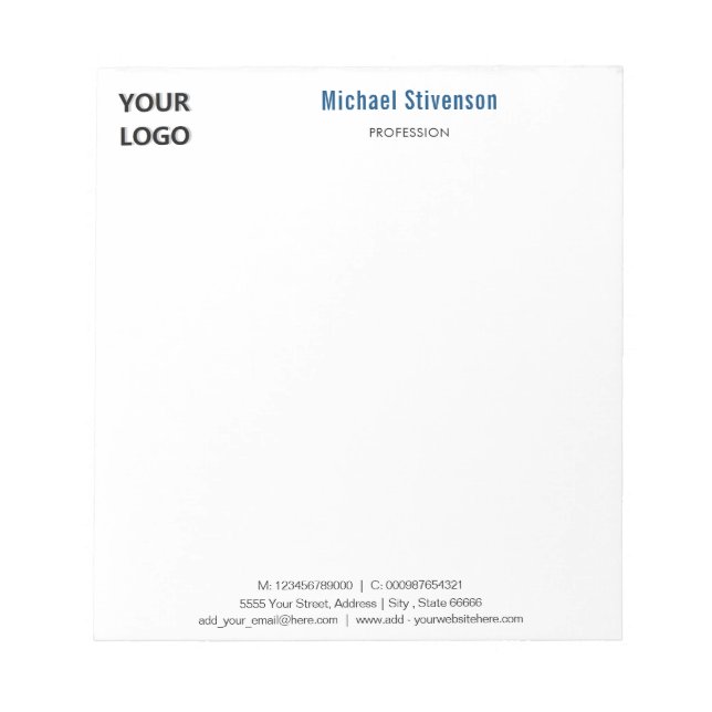 Personalised Your Own Design Text and Logo Notepad (Front)