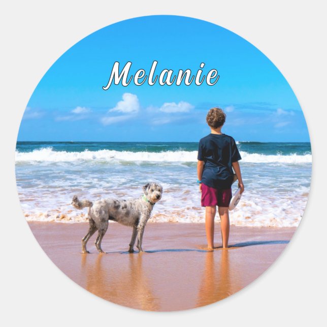 Personalised Your Pet Photo Stickers Custom Name (Front)