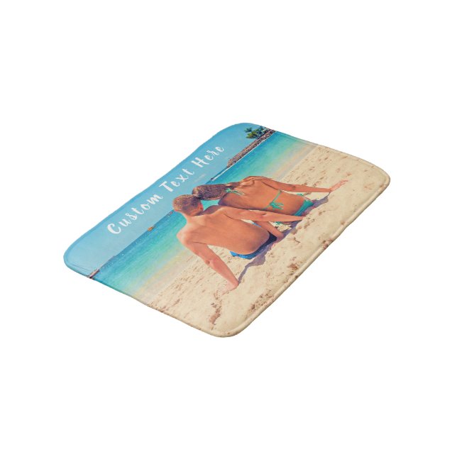 Personalised Your Photo Bath Mat with Custom Text (Angled)