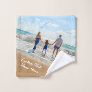 Personalised Your Photo Bath Towel Set with Text