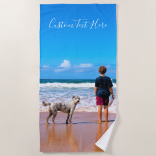 Personalised Your Photo Beach Towel Custom Text
