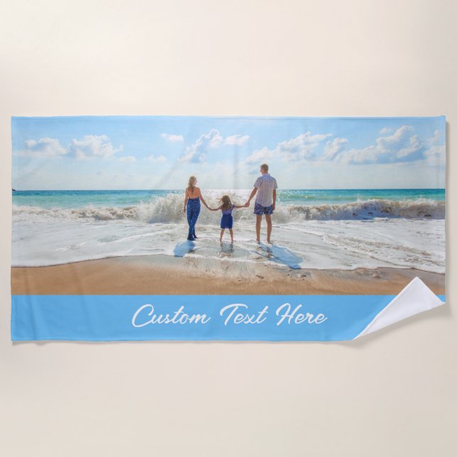 Personalised Your Photo Beach Towel Custom Text (Front)