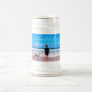 Personalised Your Photo Beer Stein and Custom Text