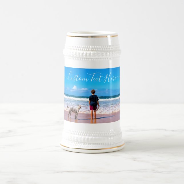 Personalised Your Photo Beer Stein and Custom Text (Center)