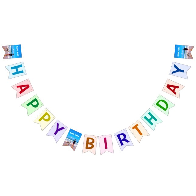 Personalised Your Photo Birthday Flags Custom Name (All)