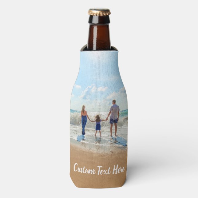 Personalised Your Photo Bottle Cooler Custom Text (Bottle Front)
