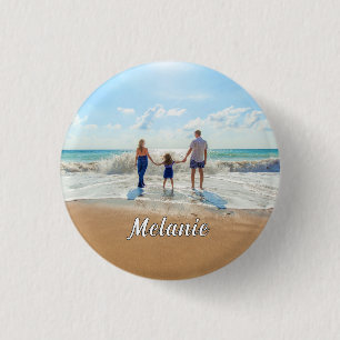 Personalised Your Photo Button with Custom Name