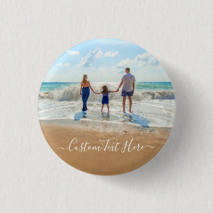 Personalised Your Photo Button with Custom Text
