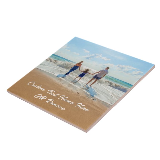 Personalised Your Photo Ceramic Tile Custom Text (Side)