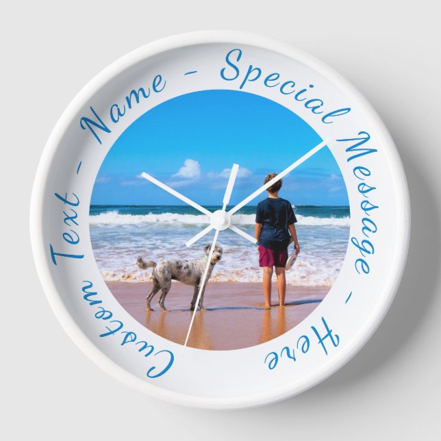 Personalised Your Photo Clock with Custom Text (Front)