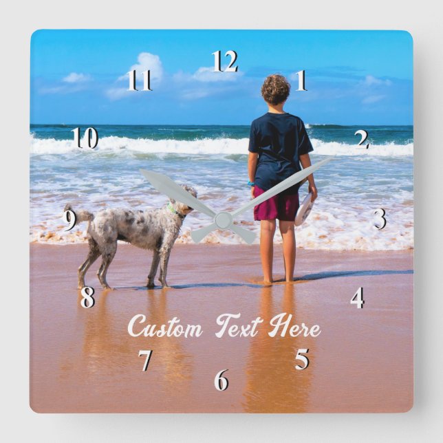 Personalised Your Photo Clock with Custom Text (Front)