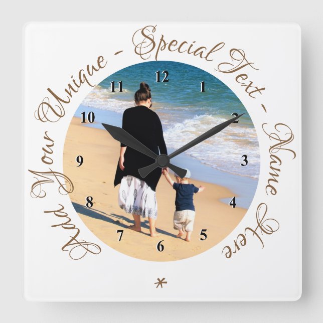 Personalised Your Photo Clock with Custom Text (Front)
