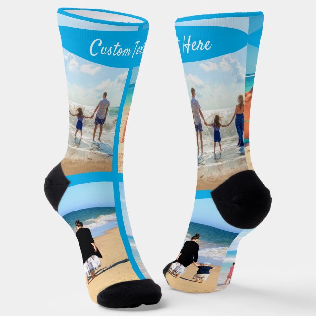 Personalised Your Photo Collage Socks Custom Text (Angled)