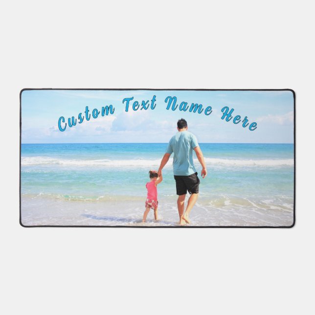 Personalised Your Photo Desk Mat with Custom Text (Front)