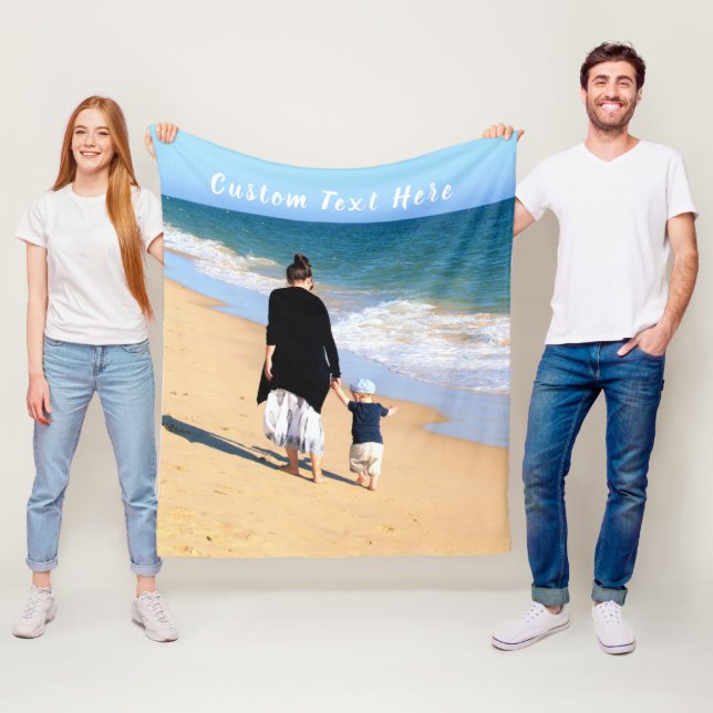 Personalised Your Photo Fleece Blanket Custom Text (In Situ)