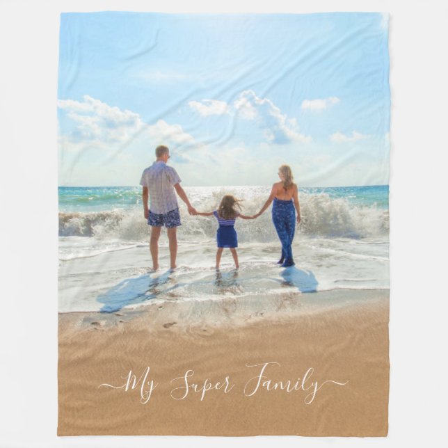 Personalised Your Photo Fleece Blanket Custom Text (Front)